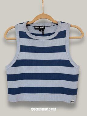 DKNY Blue Striped Sweater Tank Top, Size M